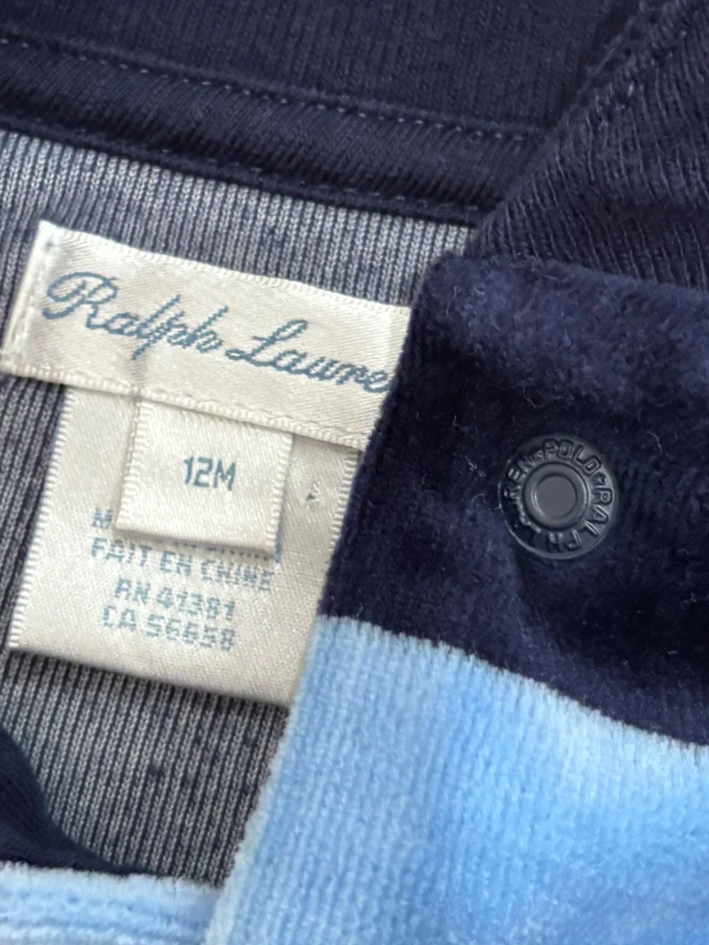 Ralph Lauren Velour Striped Bomber Jacket